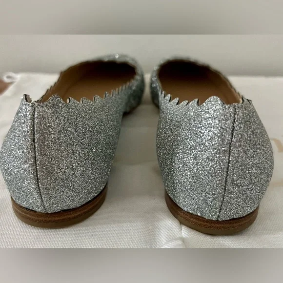 Chloe women Ballets Flat shoes Size 39 Metallics Silver Gray Shoes - Picture 6 of 14